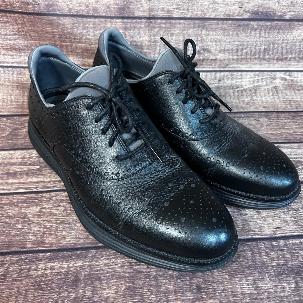 Cole Haan OriginalGrand Black Leather Waterproof Wingtip Oxford Shoes C39526 11M